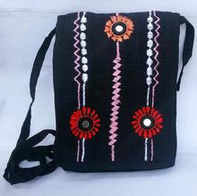 Black Embroidered Side Bag For Women (6220)