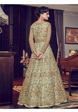 Stylee Lifestyle Green Net Embroidered Dress Material -2063