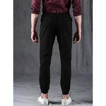 WROGN Men Black Regular Fit Solid Denim Joggers