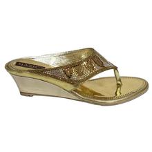 Golden Stones Embellished Wedge Sandals For Women