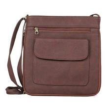 Coffee Brown Synthetic Leather Side Bag With Small Pocket