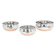 Taluka Stainless Steel Copper 3-Piece Handi Pot Set(Multicolour,