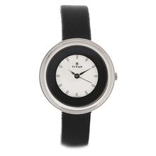 Titan Black Leather Strap Analog Watch For Women-2482SL02