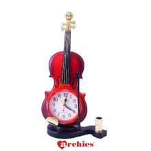 ARCHIES Red Violin Clock Statue Décor