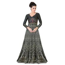 Stylee Lifestyle Black Satin Embroidered Gown (1320)