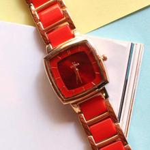 Ultima Red/Golden Square Dial Analog Watch For Women