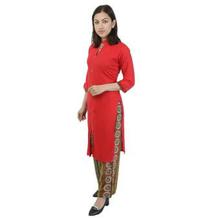 Red Alpine Rayon Middle Cut Kurti & Palazzo Set For Women