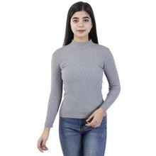 Grey Textured Woolen Sweater For Women