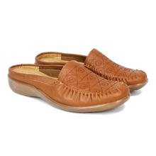 Brown Textured Closed Shoes For Women