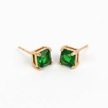 Fashion Crystal Stud Earrings Beautiful Design Gold Plated Green Stone Jewelry Gifts For Ladies 4-0300