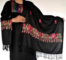 Black Acrylic Pashmina Shawl for Women