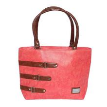Strawberry Pink Buckle Designed Synthetic Handbag For Women