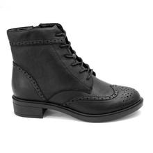 Black Laser Cut Lace Up Boots For Women - ZX81168027