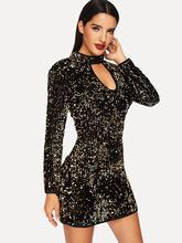 Sequin Keyhole Detail Dress