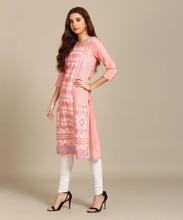 W Woman Printed Straight Kurta – Peach