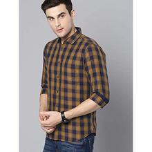 Dennis Lingo Men's Checkered Blue Slim Fit Casual Shirt