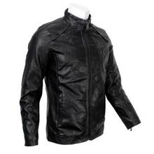 Black Single Zipper Faux Leather Jacket