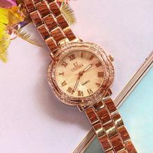 Ultima Beige Roman Dial Stone Studded Analog Watch For Women - Rose Gold