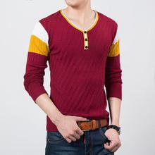 Autumn Spring Casual Men's Sweater V-Neck Striped Slim Fit