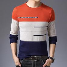 2019 Autumn Winter Pullover Men Round Collar Striped  Cotton