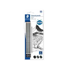 Staedtler Mars Lumograph Charcoal Pencils, Pack of 3  (H, M, S) + 1 Blending Stump