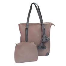 Blush Pink 2 In 1 Solid Tote Bag For Women