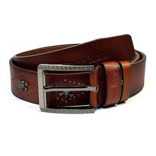 Skull Studded Belt For Men- Brown