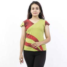 Green/Red Short Sleeve Top For Women