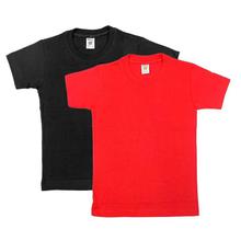 Pack Of Two Solid T-shirt For Boys - (Black/Red)