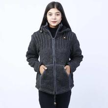 Charcoal Grey Inner Fleece Woolen Hooded Jacket (Unisex)