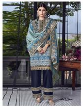 Stylee Lifestyle Sky Blue Chanderi Silk Embroidered Dress Material - 2183