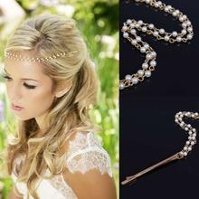 Girl Head Chain Hair Band  Women Handmade Pearl Head Chain Jewelry Headband Headpiece Hair Band