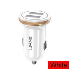 USAMS Smart Fast Mini Car Phone Charger Dual USB mini Car USB Chargers 2.4A Charging 2 USB Port Car-Charger for iPhone Samsung