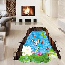 3D Creative Fish Ponds And Lotus Wall Stickers