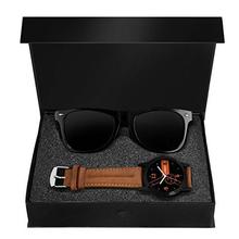 LORENZ Men's Analog Black Dial Watch and Wayfarer Sunglasses