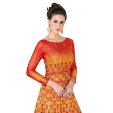 Stylee Lifestyle Orange Satin Embroidered Gown (1318)