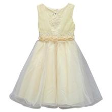 Light Yellow Pearl Embroidered Frock For Girls