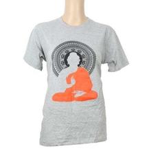 Half Sleeves Printed 100% Cotton T-Shirt For Women-Grey