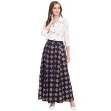 Stylum Women's Gold Printed Rayon Short Shirt & Skirt Set