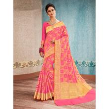 Traditional Jacquard Woven Peach Banarasi Silk Saree with Attached Blouse Piece for Wedding, Parties, Festival and Casual Occasion