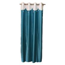 Plain Light Blue Curtains With White Jhalar Belt