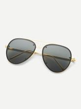 Asymmetrical Top Bar Rimless Aviator Sunglasses