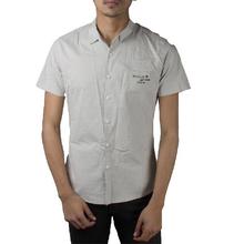 White Half Plain Shirt for Men with Printed Goji