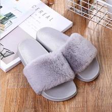 Women Slippers Home Indoor Plush Warm Shoes Comfortable Fur Slides Slippers