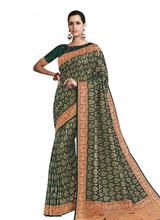 Stylee Lifestyle Green Banarasi Jacquard Saree-1997