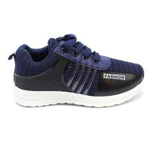 Black/White Textured Lace-Up Designed Sports Sneakers For Boys