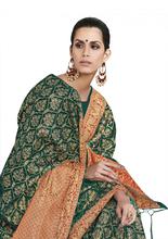 Stylee Lifestyle Green Banarasi Jacquard Saree-1997