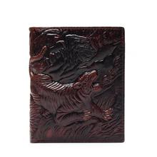 3D Tiger Pattern Purse Genuine Leather Wallet Men Purse Male