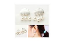 Silver Toned Faux Pearl Danglers Earrings For Women