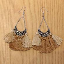 Brown Boho Fringe Tassel Earrings